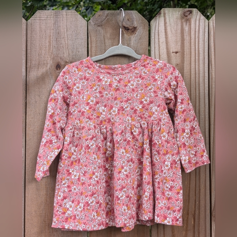 Laughing Llama Baby Toddler Girls Pink Floral Long Sleeve Cotton Shirt